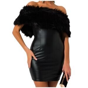 The AKIRA  True Royalty Off The Shoulder Mini Black Dress **SIZE LARGE**